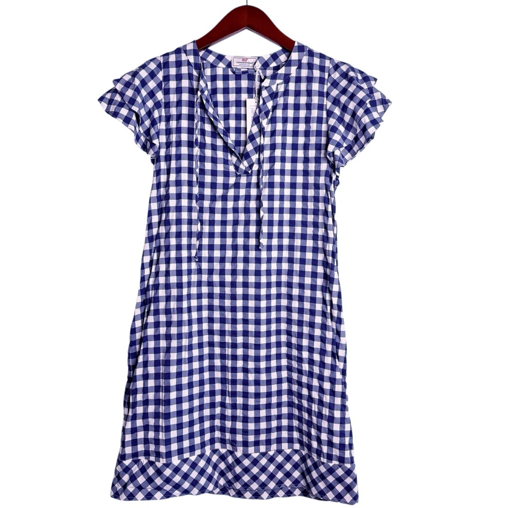 VINEYARD VINES NWT Harbor Gingham Dress Size XS in Deep Bay Blue - Picture 13 of 13